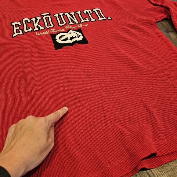 Ecko Unltd Men Large Red Rhino Skater Vintage Y2K Streetwear Long Sleeve Shirt - Picture 4 of 9